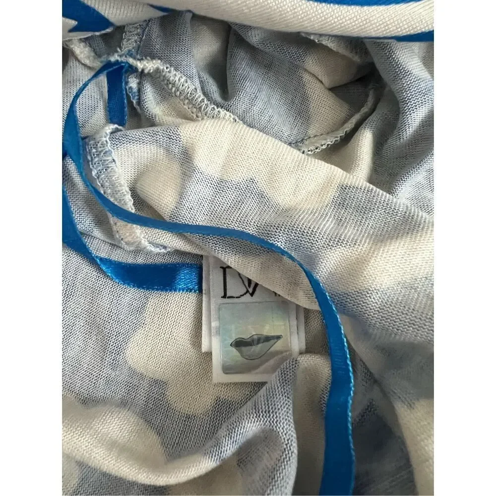 DIANE VON FURSTENBERG BLUE & OFF WHITE PRINT 100% SILK WRAP DRESS SIZE 8 - Picture 6 of 6